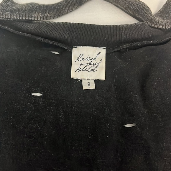 Black Graphic V-Neck Distressed Mini Dress - Picture 4 of 8